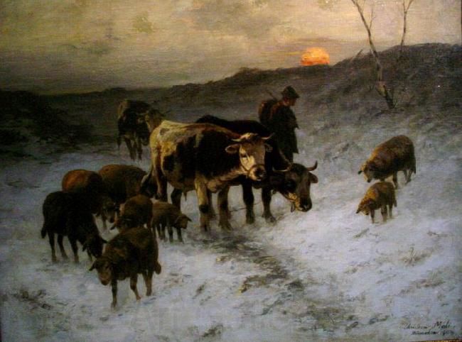 Christian Mali Winter evening after the cattle market France oil painting art